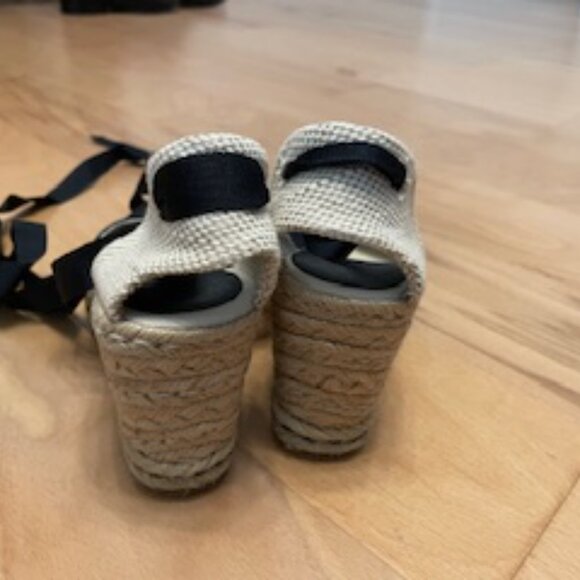 Tommy Hilfiger lace up espadrilles black/beige combo size 6.5M - Picture 10 of 13